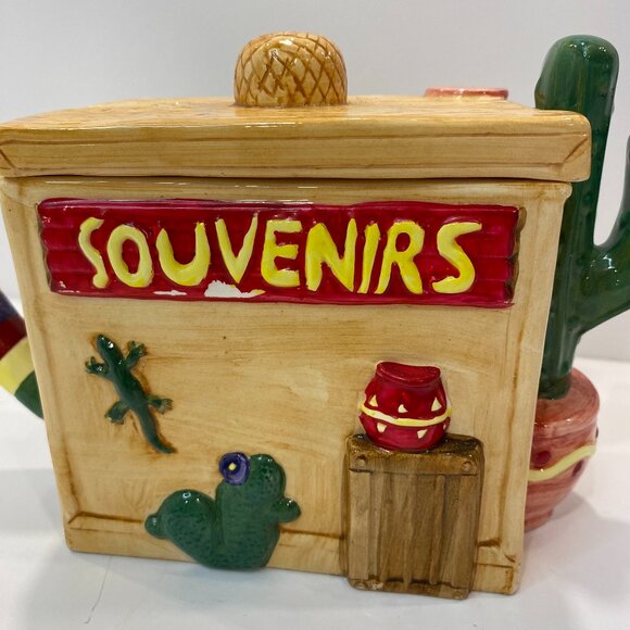 Vintage Tea-Nee Ceramic Tea Pot (8" w X 4" d X 6" h) Southwestern Sombrero 1995 - Picture 5 of 9